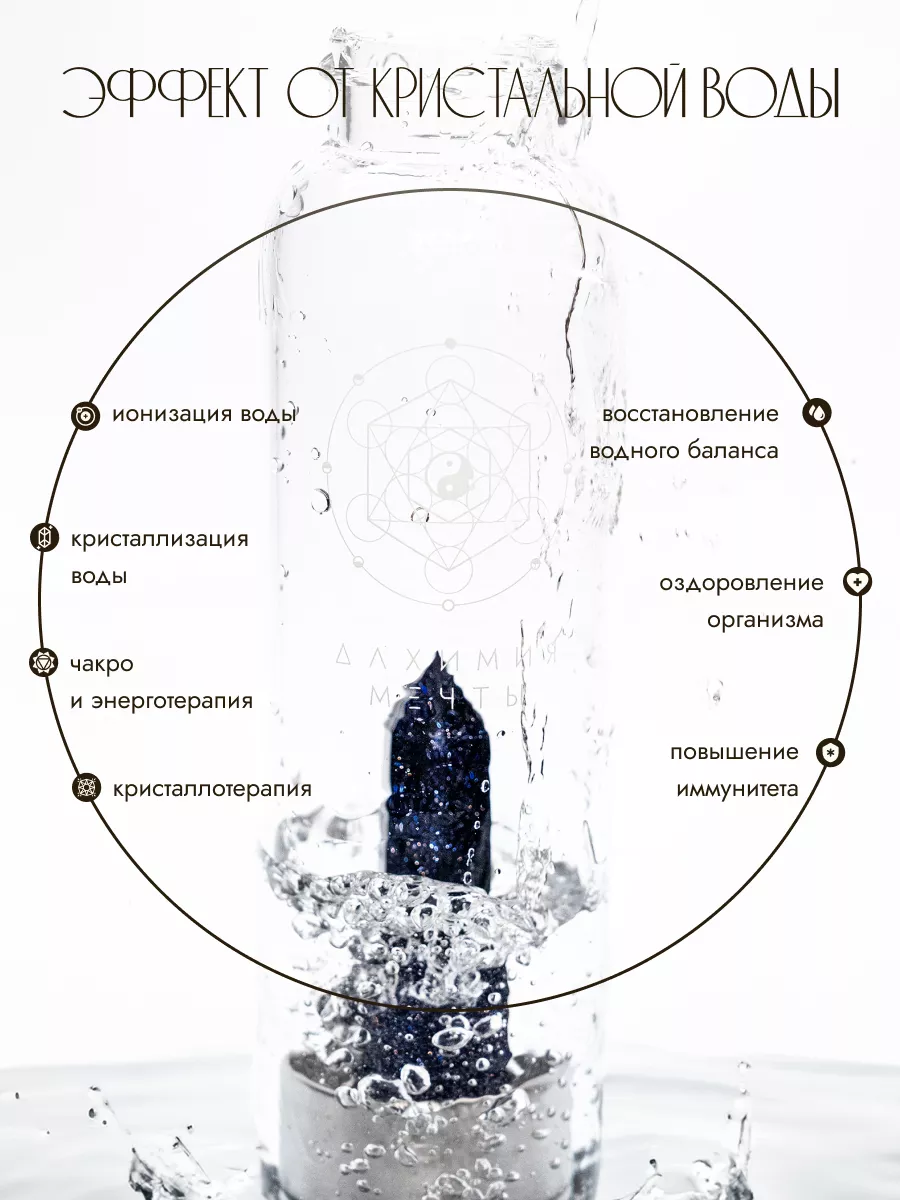 Эко-бутылка стекло с камнем/ кристаллом. Синий авантюрин Алхимия мечты  173304898 купить за 3 566 ₽ в интернет-магазине Wildberries