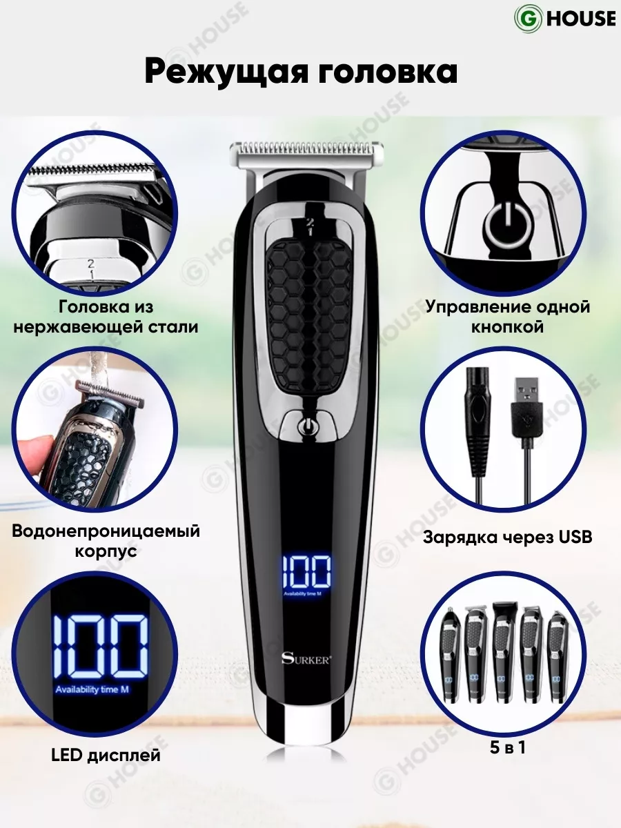 Машинка для стрижки Surker 522A Hair Clipper 173405607 купить в  интернет-магазине Wildberries