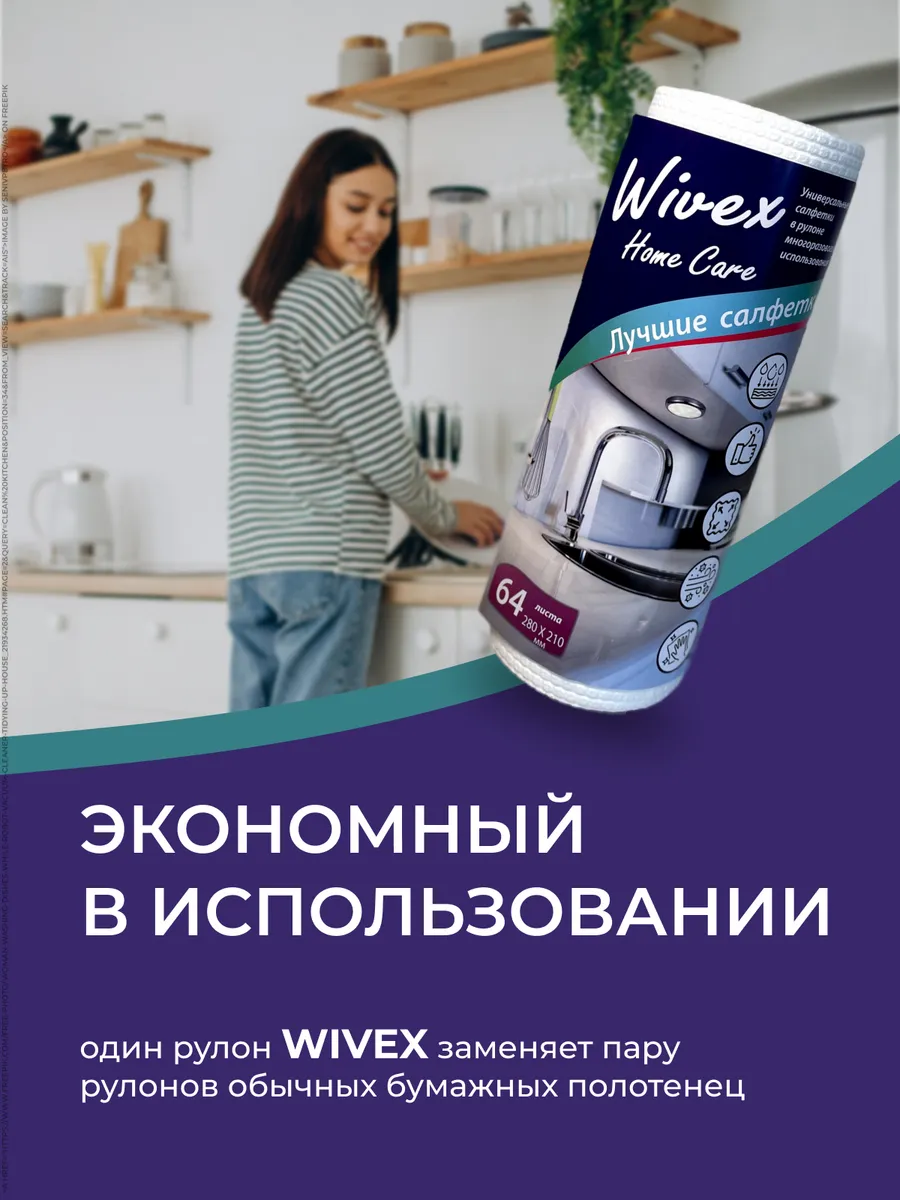 Салфетки для уборки безворсовые в рулоне Wivex 173424361 купить за 438 ₽ в  интернет-магазине Wildberries