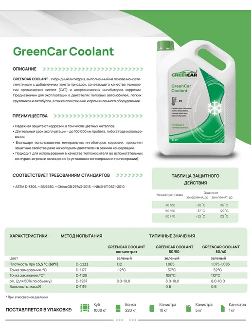 GREENCAR Антифриз Coolant 5 кг, 5 кг, фото 2