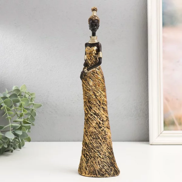 Фигурка «Африканка в золотистом платье» 31,5х8х5,5 см