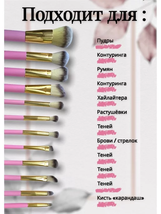 Lux-Cosmetic Кисти для макияжа, розовый, фото 2