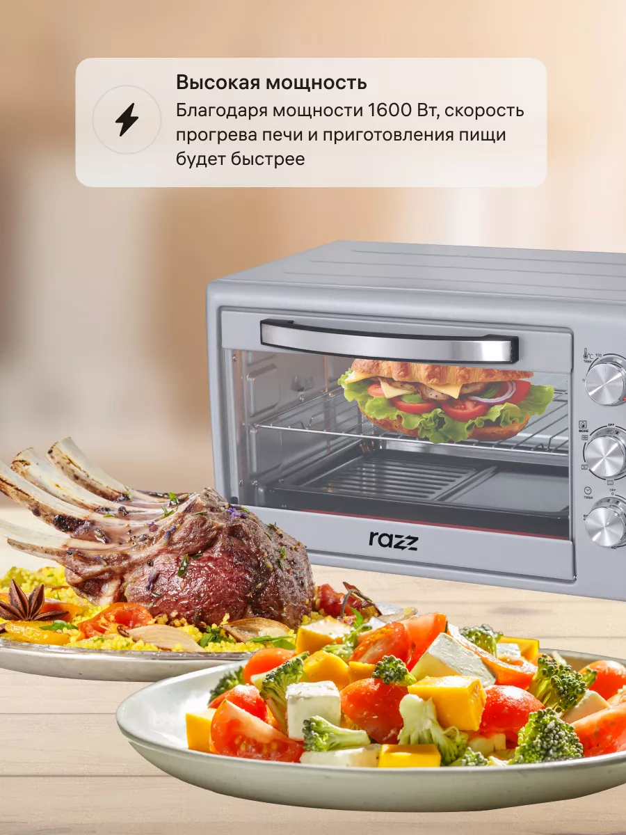 Мини-печь с конвекцией и грилем REO-0128 RAZZ 173493854 купить за 3 739 ₽ в  интернет-магазине Wildberries