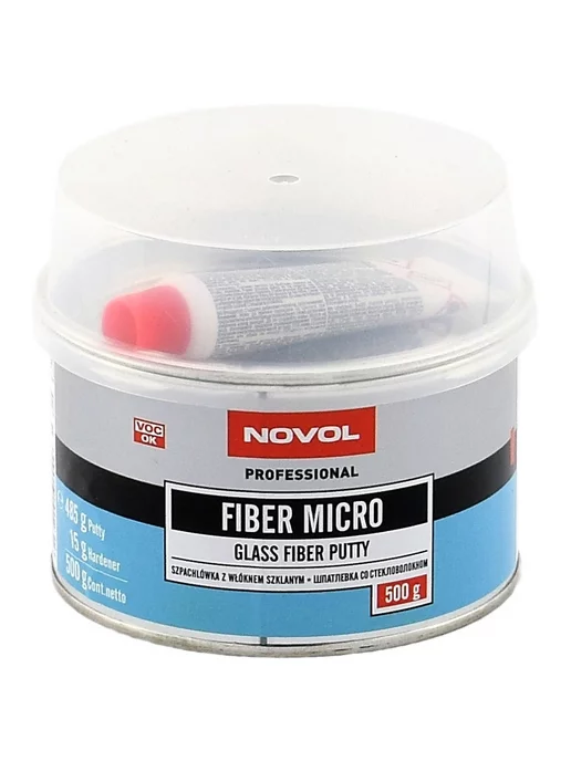 NOVOL Шпатлевка со стекловолокном Fiber Micro 1кг, 0,5 кг, фото 2