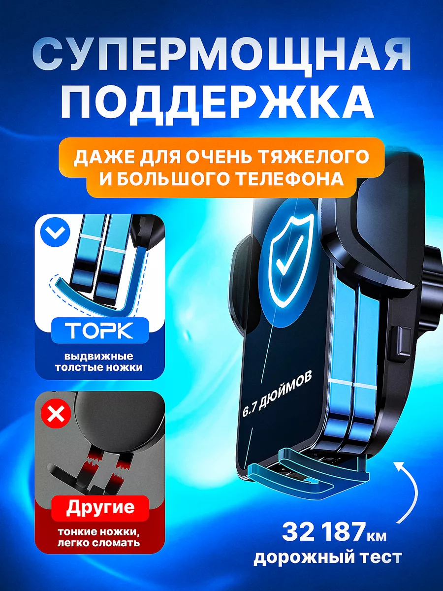 Держатель для телефона в машину автомобильный TOPK 173585140 купить за 810  ₽ в интернет-магазине Wildberries