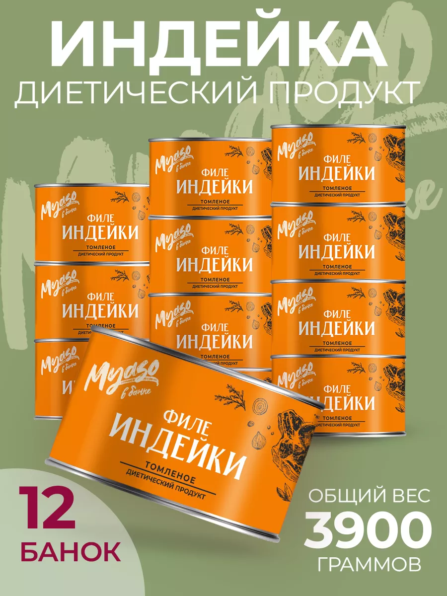 Консервы Филе индейки томленое 325 гр. Мясо в банке- 12 шт Мясо в банке  173639171 купить за 2 254 ₽ в интернет-магазине Wildberries