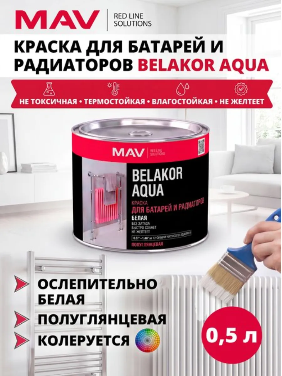 Краска для радиаторов, батарей и металла белая, без запаха