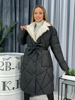 Пальто зимнее длинное больше размеры SHiNE ONLiNE 173748666 купить за 1 440 ₽ в интернет-магазине Wildberries