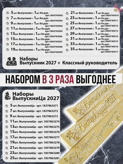 Vsempolente Лента выпускника 2027, набор, вариант, фото 2