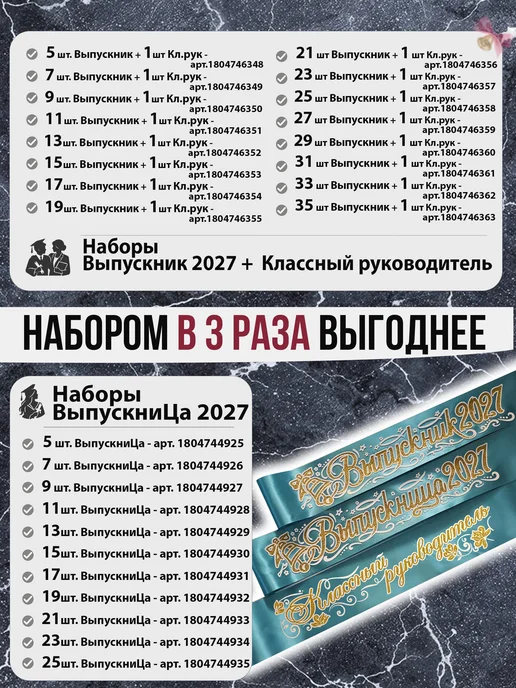 Vsempolente Лента выпускника 2027, набор, голубой, фото 2