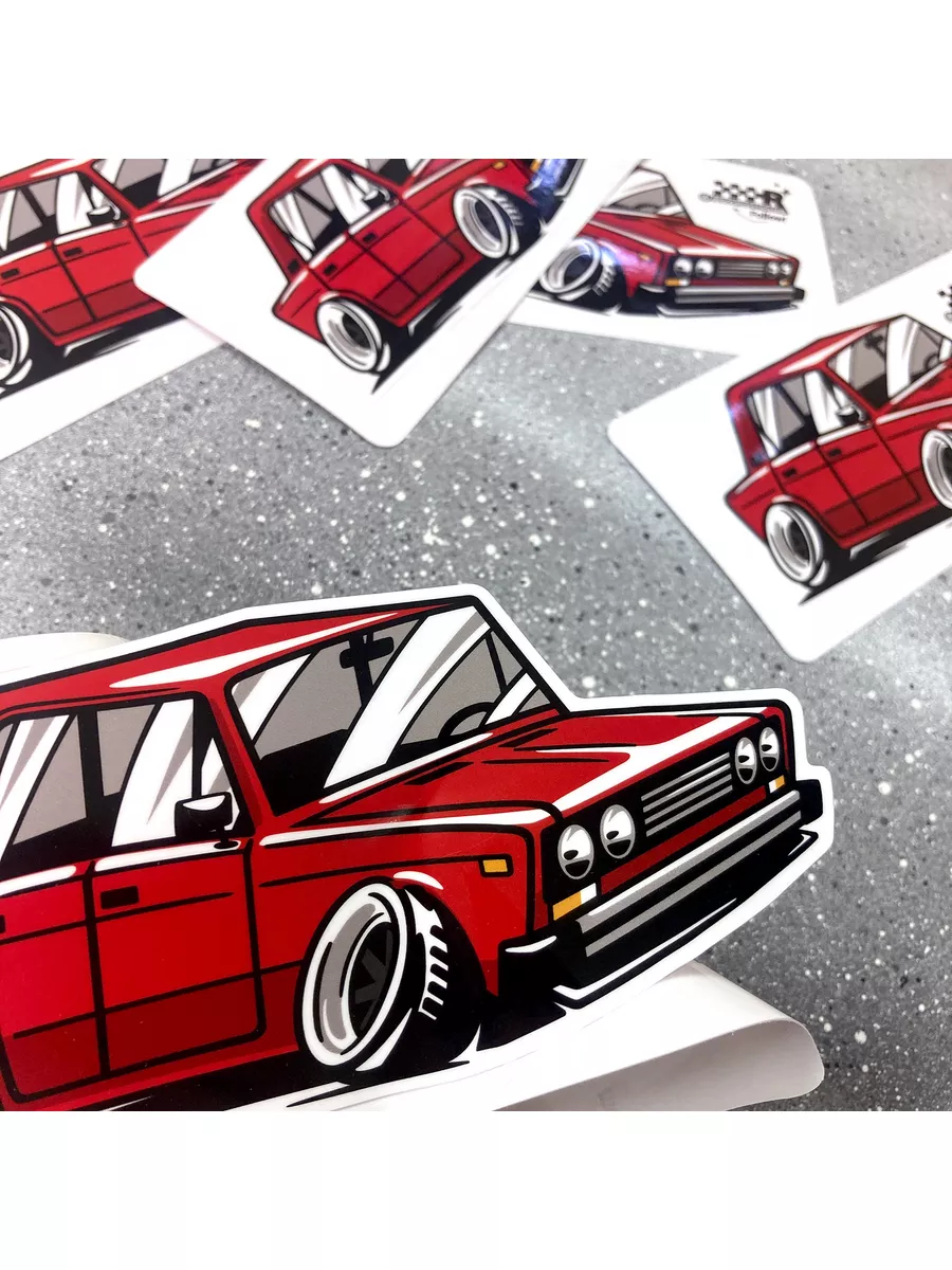 Наклейка машинка Жигули ваз 2106 красная, Drift, 14х7 Resource Stickers  173791528 купить за 226 ₽ в интернет-магазине Wildberries