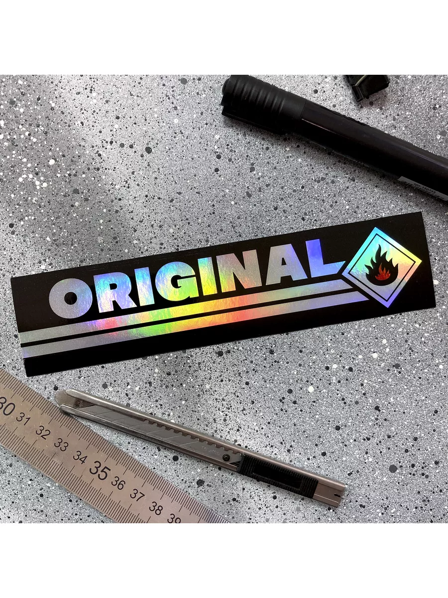 Наклейка голографическая надпись Original, 19х4.5 см.