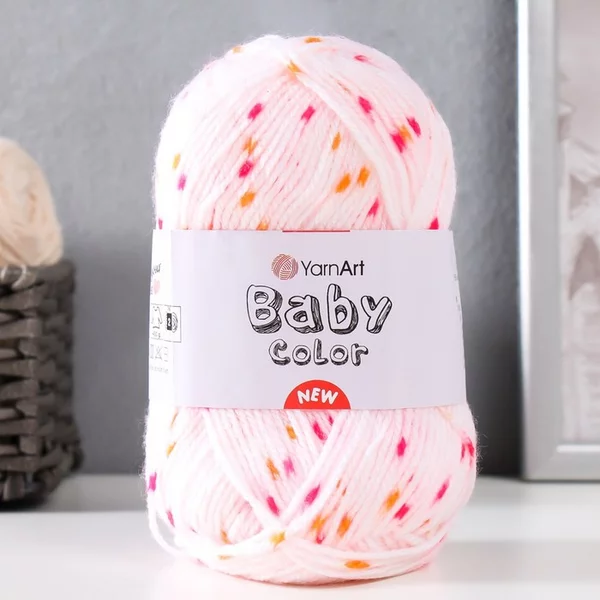 Пряжа для вязания «Baby color» 150м/50гр, 203 персик/крап