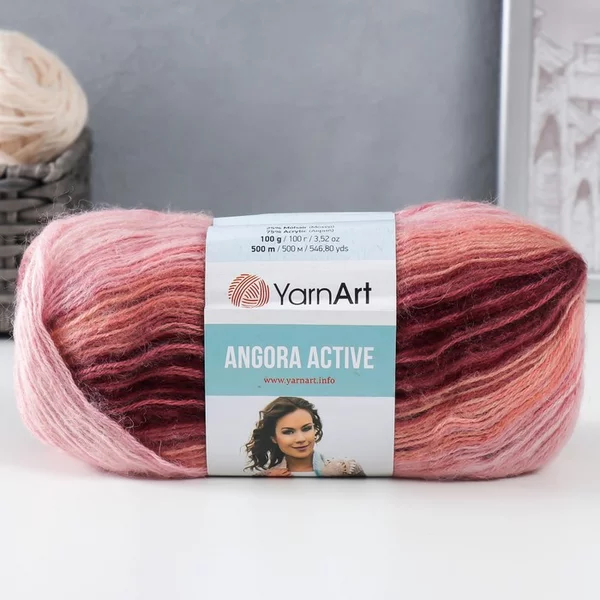 Пряжа для вязания «Angora Active» 846 персик-розовый-бордо
