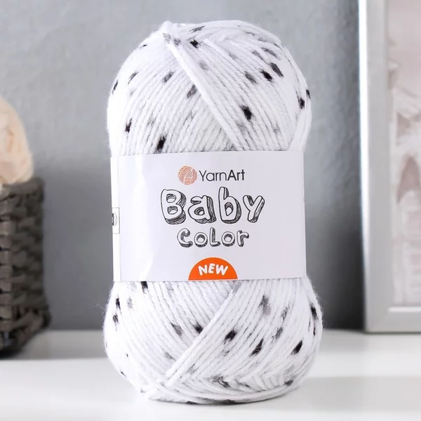 Пряжа для вязания «Baby color» 150м/50гр, 205 белый-чёрный