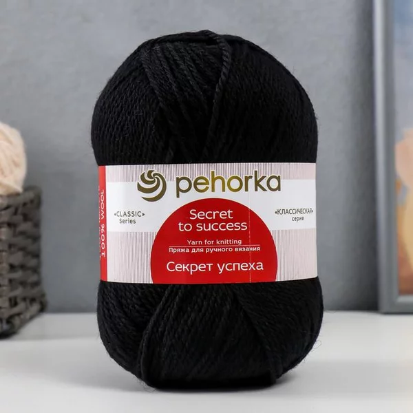 Пряжа для вязания «Секрет успеха» 250м/100гр, 02-Чёрный