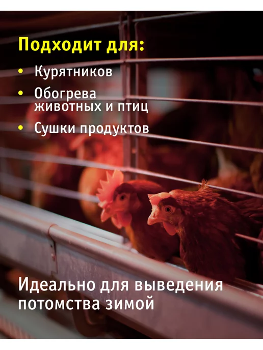Navigator Инфракрасная лампа для обогрева птиц и животных 60 Вт, 150 Вт, фото 2
