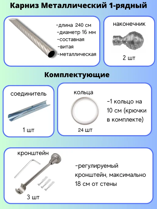 Lux Decor Карниз для штор однорядный, серый, фото 2