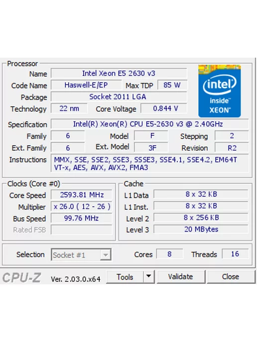 Intel Процессор Xeon E5-2630v3 LGA2011-3 8 ядер 16 потоков, вариант, фото 2