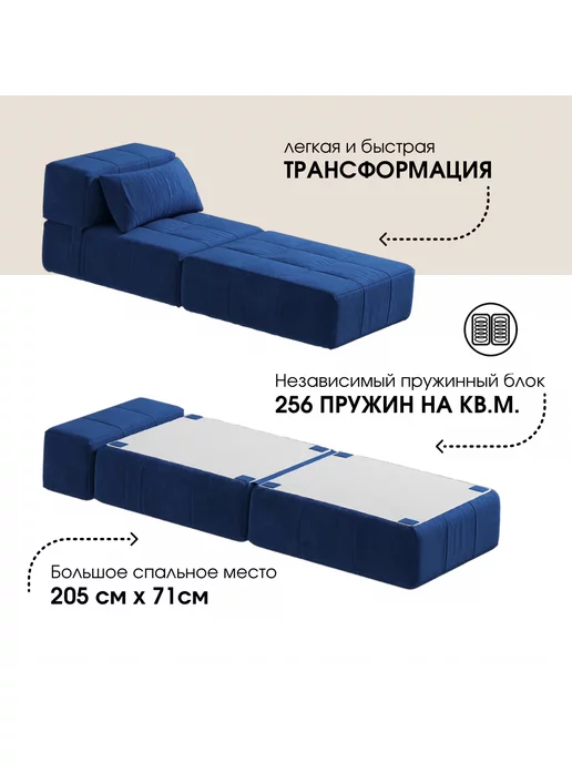 База Диванов Кресло бескаркасное Нега Формула 788, синий, фото 2
