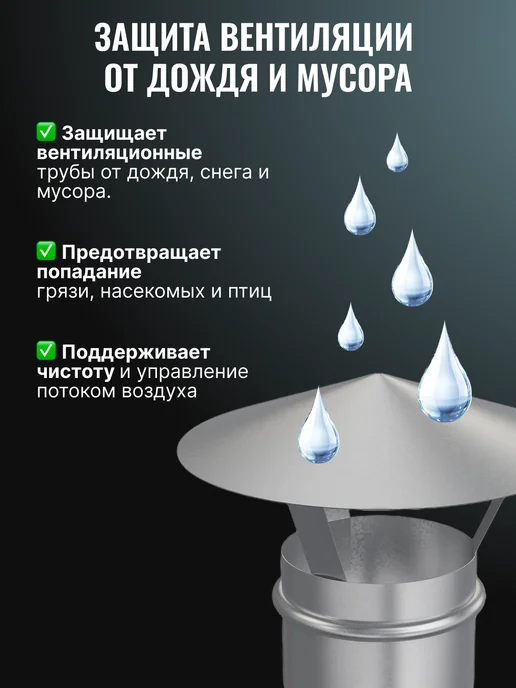 Era pro Зонт крышный 100 для круглых воздуховодов сталь RUG, вариант, фото 4