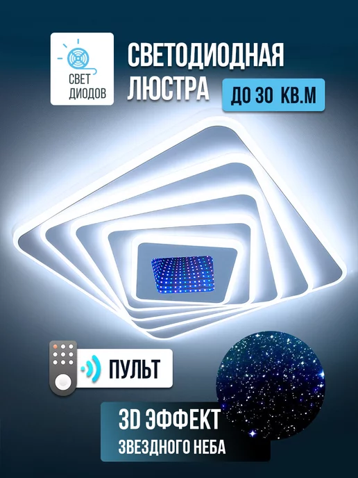 Люстра потолочная СВЕТОДИОДНАЯ с пультом с 3D-подсветкой REDIGLE