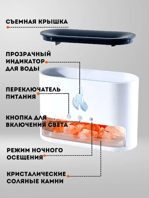 MarketONE Увлажнитель воздуха ультразвуковой аромадиффузор, черный, фото 4