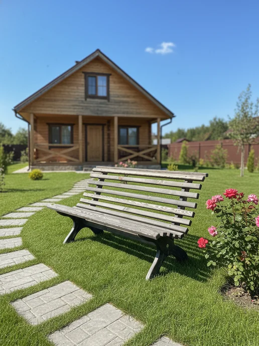Dipriz Скамейка садовая 150х74х83 Осло из сосны графит, 74x83, фото 2