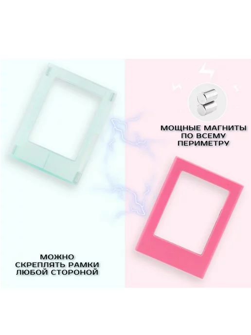 Photozone Рамки для фото магнитные Instax mini, серый, фото 2