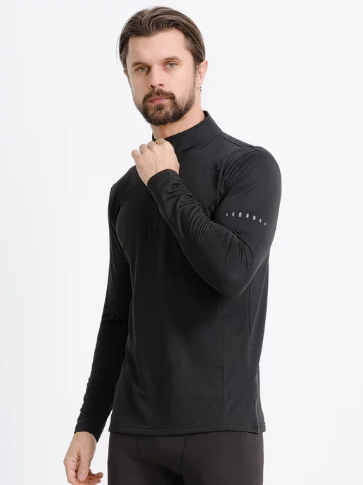 Roksport Термолонгслив спортивный кофта с начесом, черный, фото 3