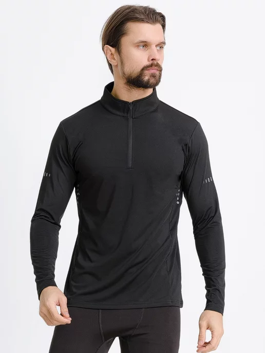 Roksport Термолонгслив спортивный кофта с начесом, черный, фото 4