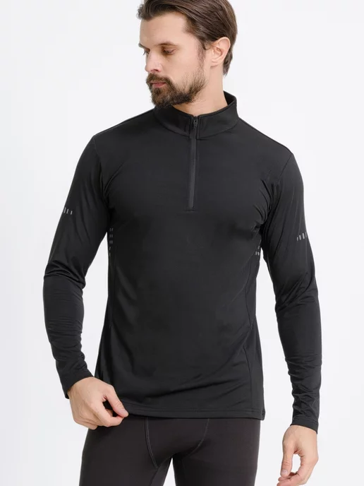 Roksport Термолонгслив спортивный кофта с начесом, черный, фото 7