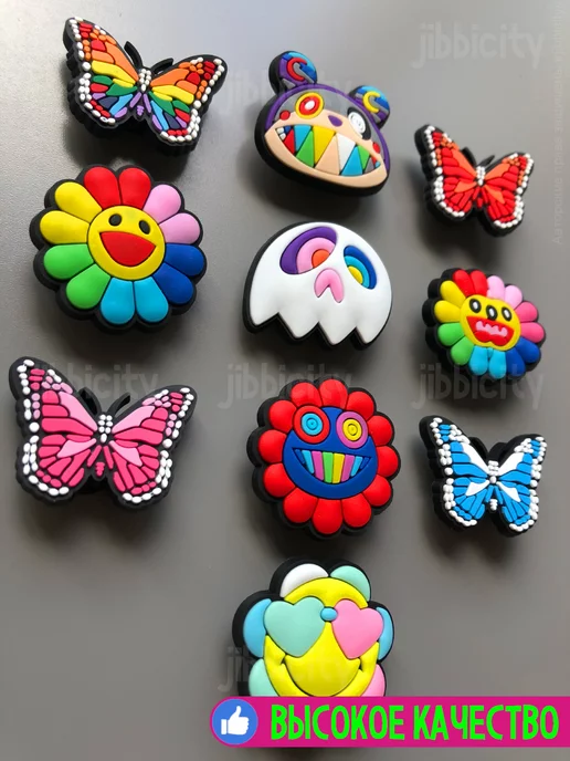 jibbicity Джибитсы на crocs Takashi Murakami Такаси Мураками, синий, фото 3