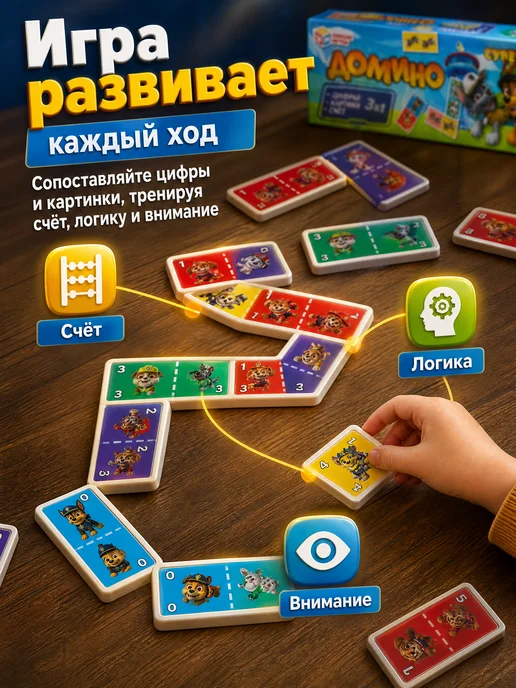 Умные игры Домино детское классическое настольная игра для детей мини, синий, фото 5