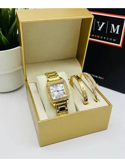 CARTIER Часы женские наручные с браслетом в подарок AOMG 174196403 купить за 840 ₽ в интернет-магазине Wildberries