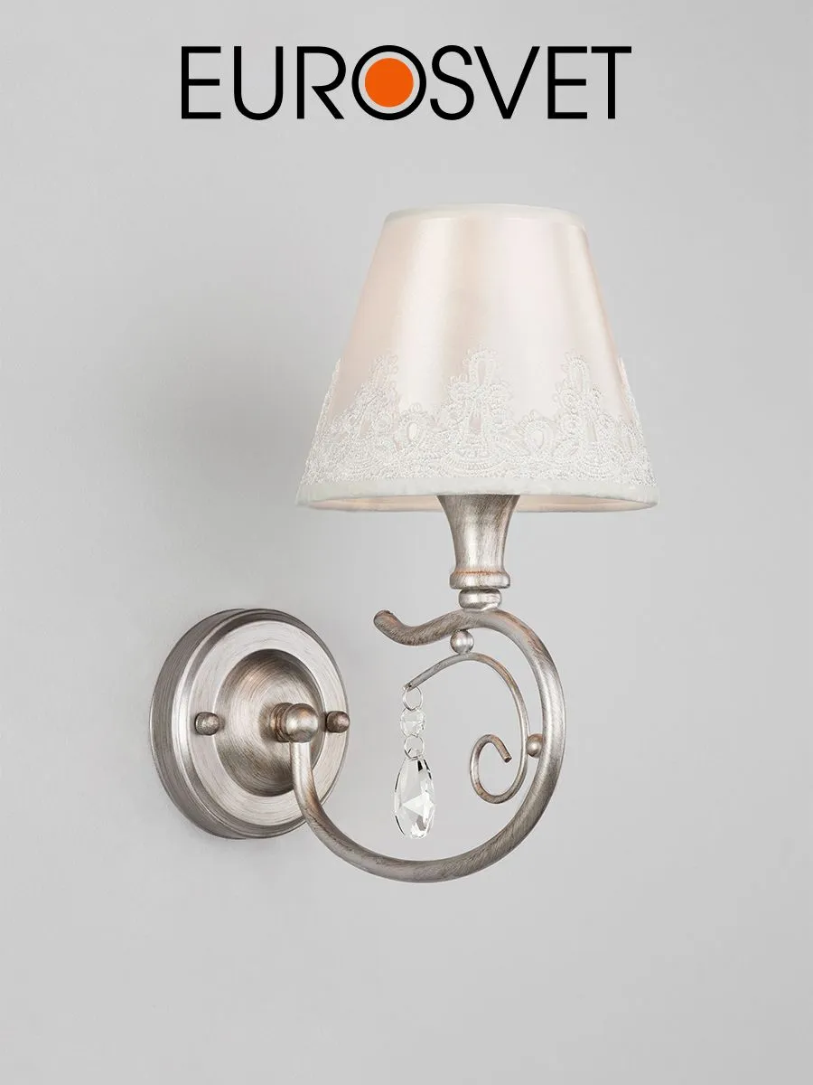 Бра настенное с абажуром E14 60069/1 Incanto серебро