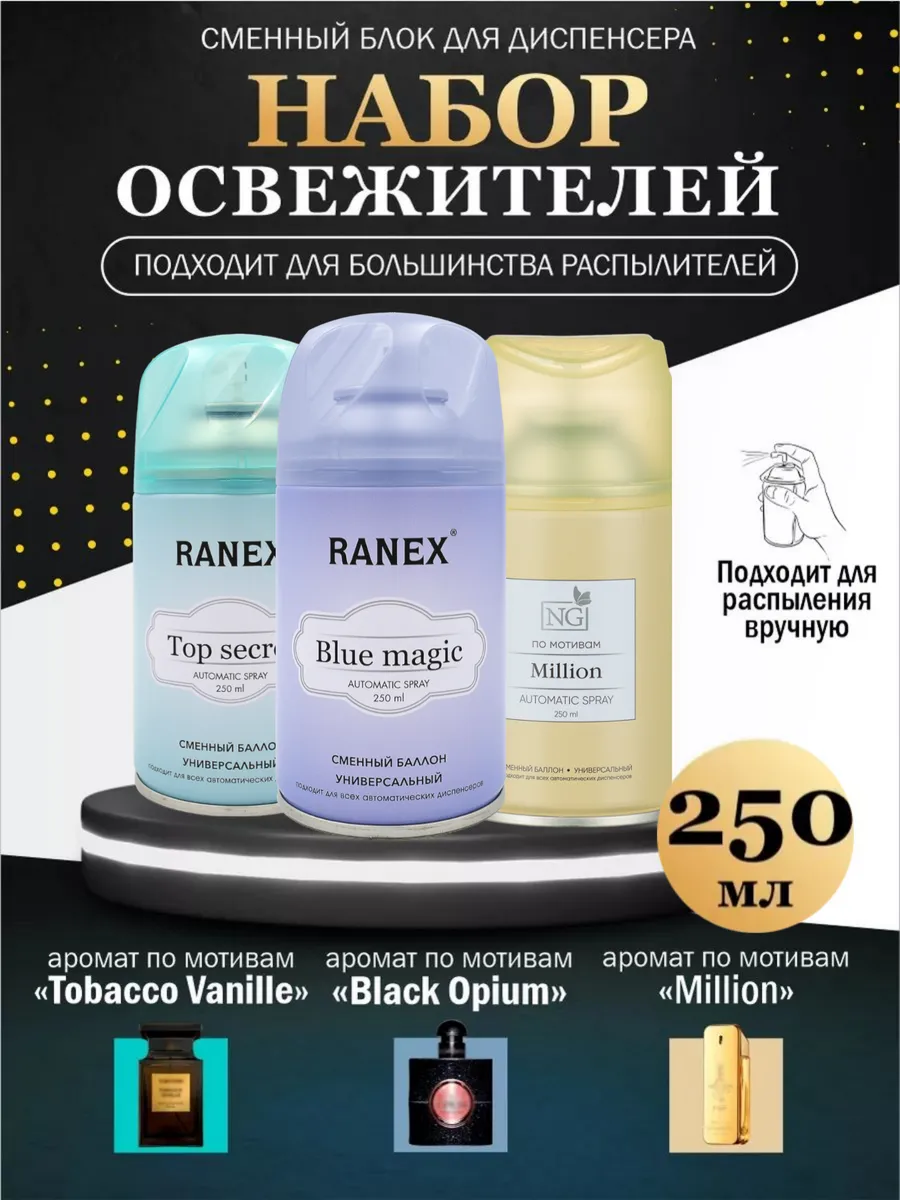 Освежители воздуха 3 шт Сменный баллон RANEX 174262109 купить за 683 ₽ в  интернет-магазине Wildberries