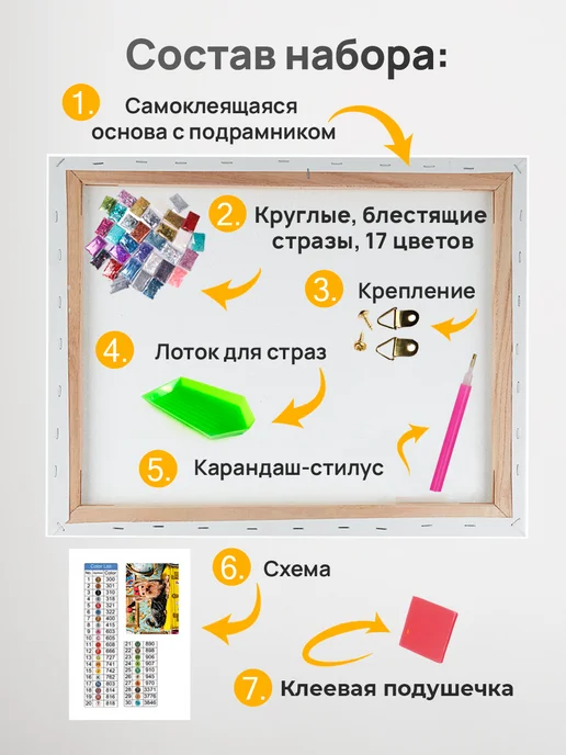 Рыжий кот. Алмазная мозаика на подрамнике, синий, фото 2