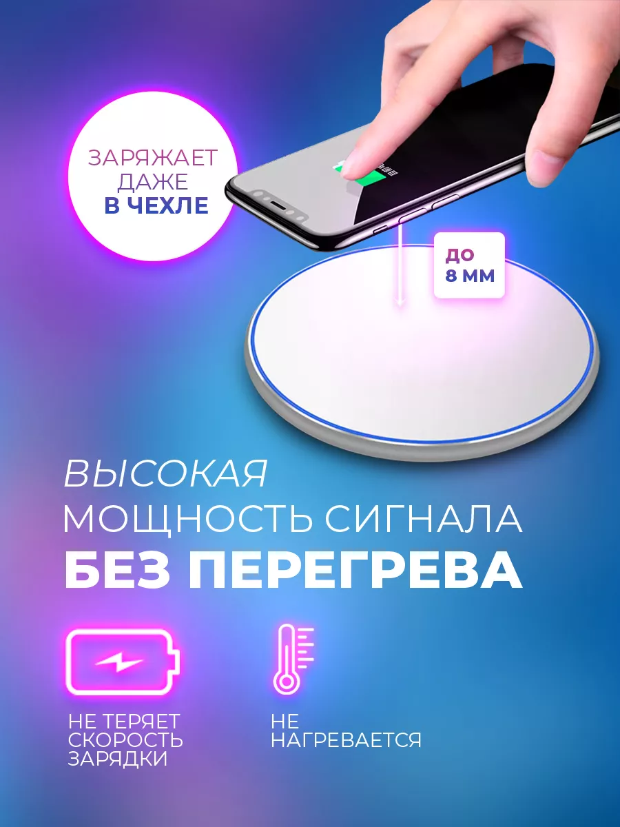 Беспроводная зарядка для телефона (iPhone, Android) 15W Маркет 101  174483559 купить за 418 ₽ в интернет-магазине Wildberries