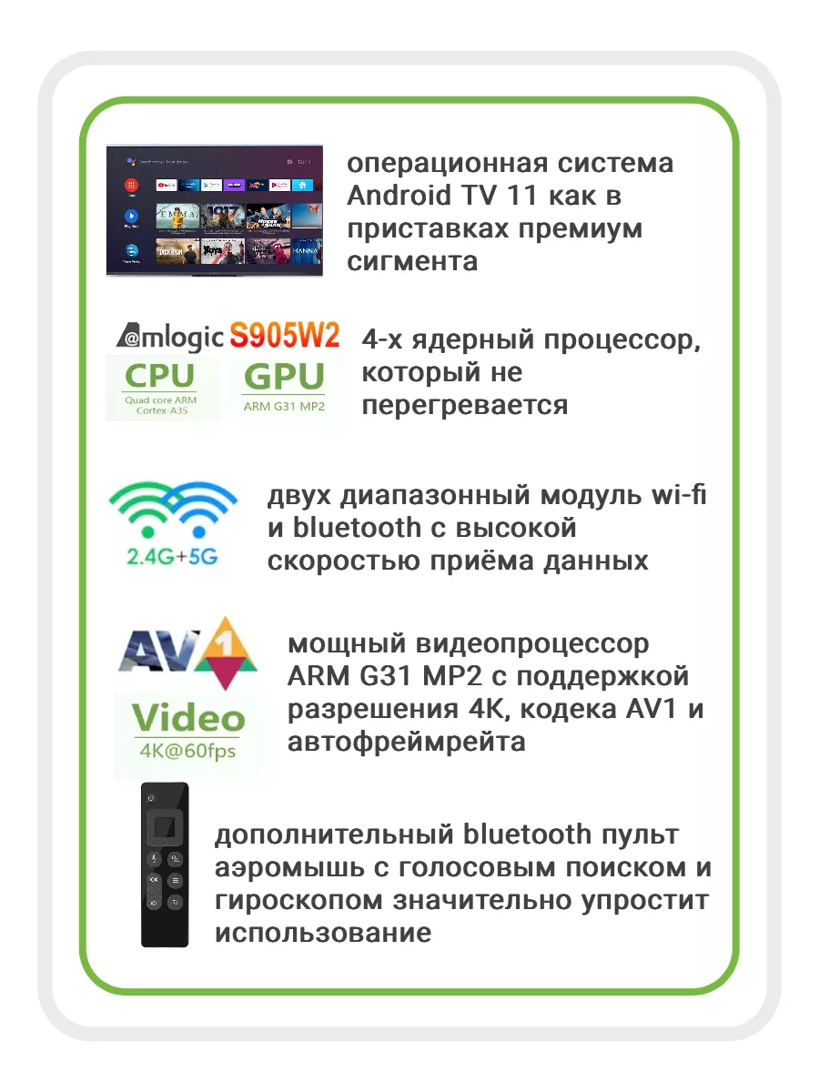 Смарт тв приставка для телевизора Tanix W2 4/32 + T8 PRO TANIX 174500077  купить за 3 905 ₽ в интернет-магазине Wildberries