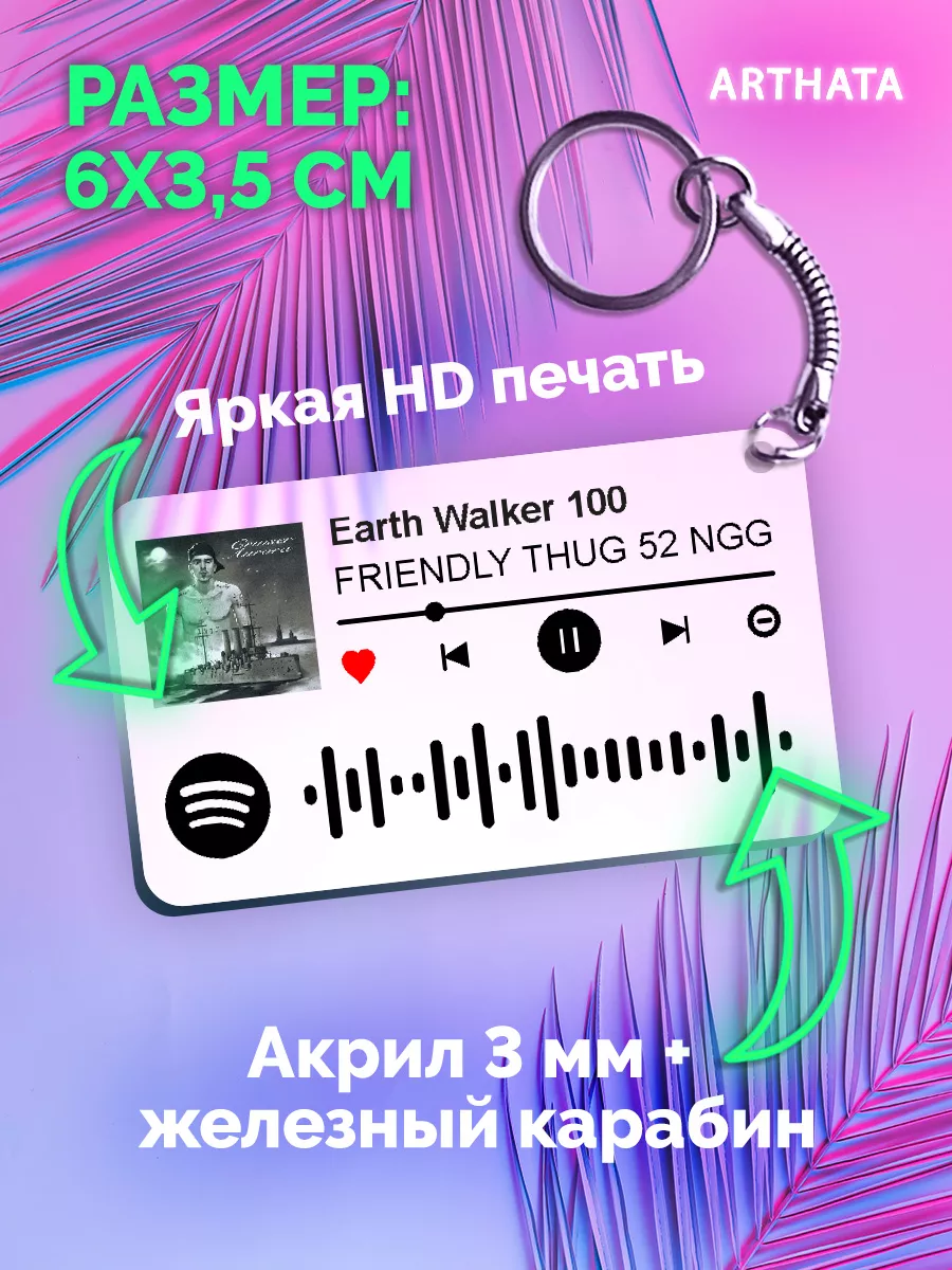 Спотифай Брелок Friendly Thug 52 NGG - Earth walker 100 Arthata-spotify  постер Спотифай постер 174533259 купить за 264 ₽ в интернет-магазине  Wildberries