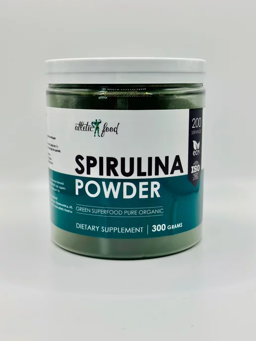 ATLETIC FOOD Спирулина порошок Green Spirulina Powder, 300 г, 300 г, фото 2