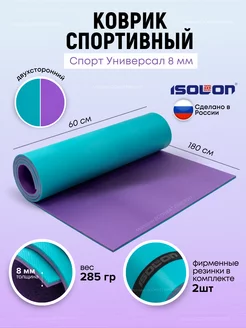 Коврик спортивный универсальный 8 мм Isolon 174587582 купить за 575 ₽ в интернет-магазине Wildberries