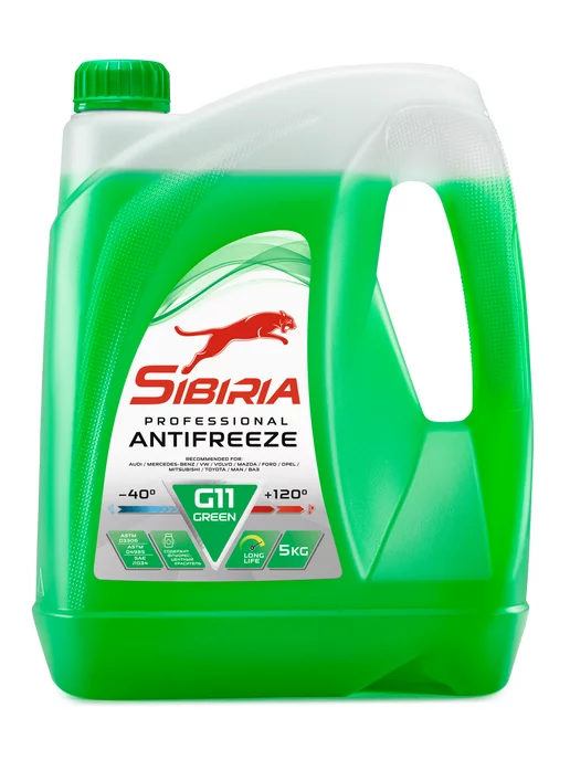 SIBIRIA Жидкость охлаждающая Сибирь Antifreeze G11 green -40 5 кг, 5 кг