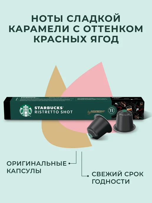 Starbucks Кофе в капсулах Nespresso Capsules Ristretto Shot, 10 шт, 10 шт, фото 3