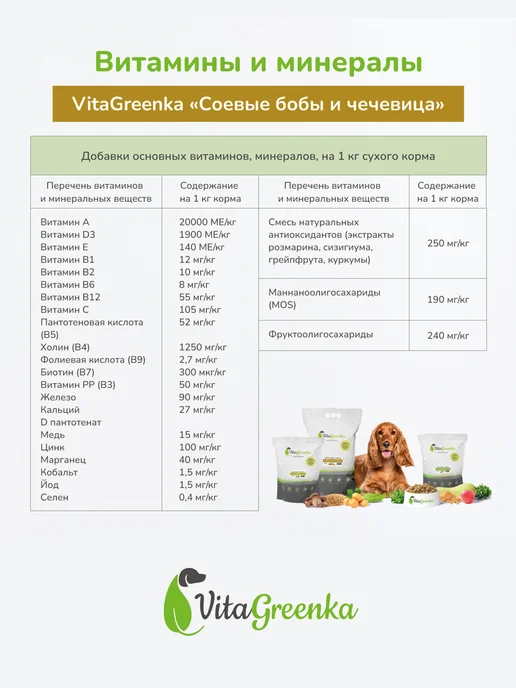 Сухой корм VitaGreenka Вегетарианский Бобы для собак, 10 кг, фото 8