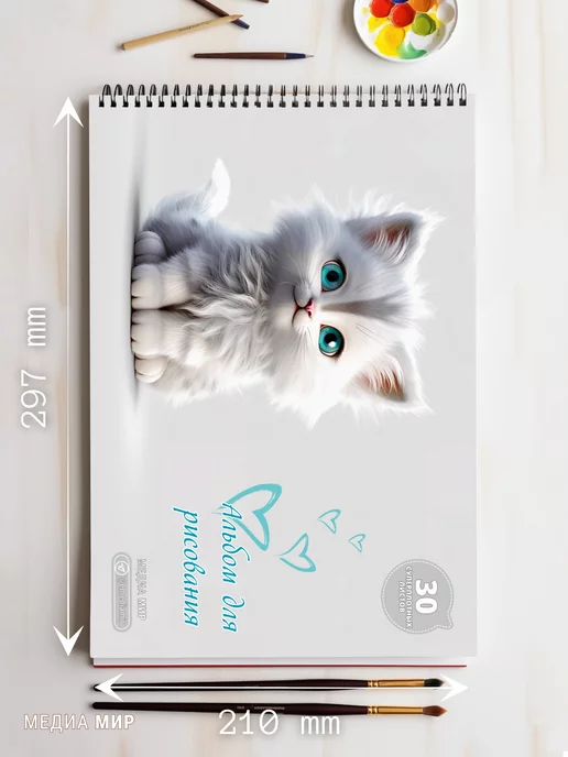 Медиа Мир Альбом для рисования с котятами 160г, 160 г, фото 2