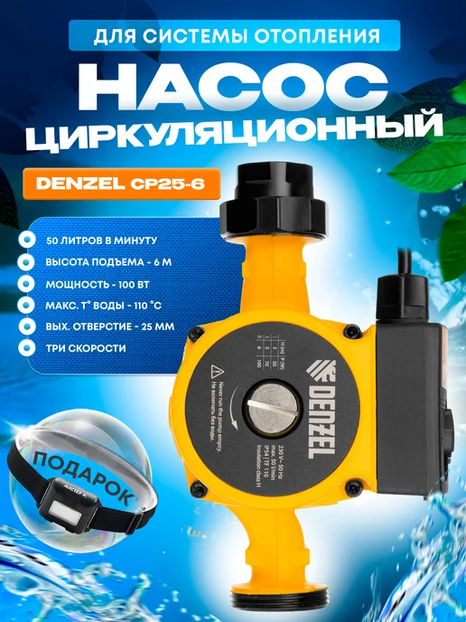 DENZEL Циркуляционный насос для отопления CP25-6, 99411, вариант