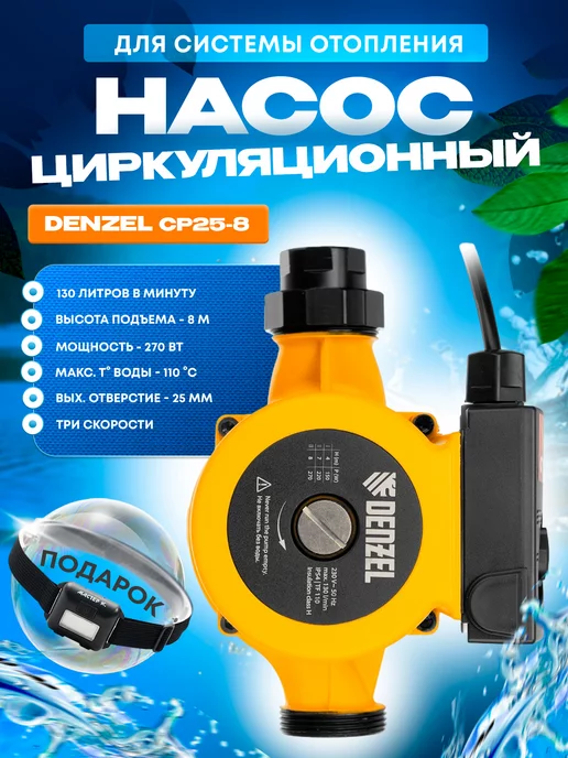 DENZEL Циркуляционный насос для отопления CP25-8, 99412, вариант