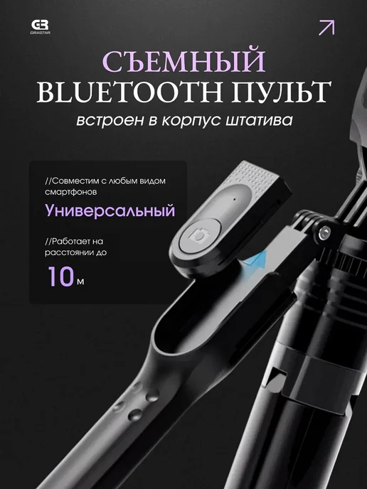 GRASTAR Штатив для телефона 3в1 монопод напольный, вариант, фото 5